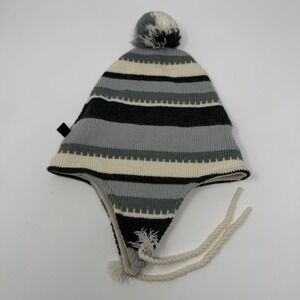 Kangol Stripped Pom Beanie Trapper Hat Held‎ Stitch Snood Ear Flaps Size L/XL